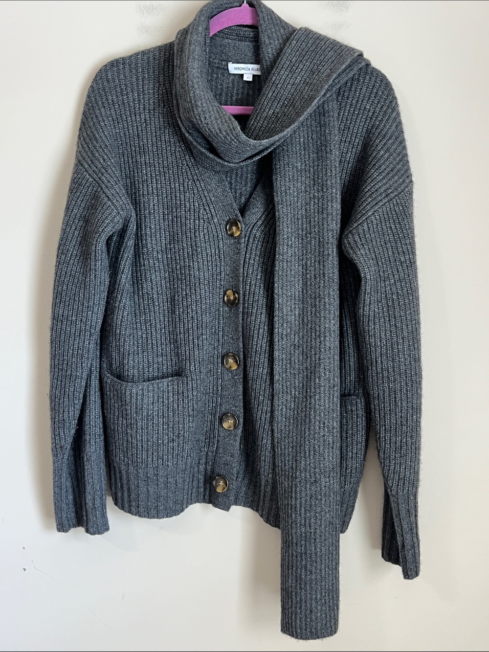 Veronica‎ Beard Scarf Cashmere Wool Cardigan Sweater Womens Small Oversized